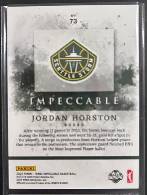 2025 Impeccable Jordan Horston Base #73 - Seattle Storm 70/75