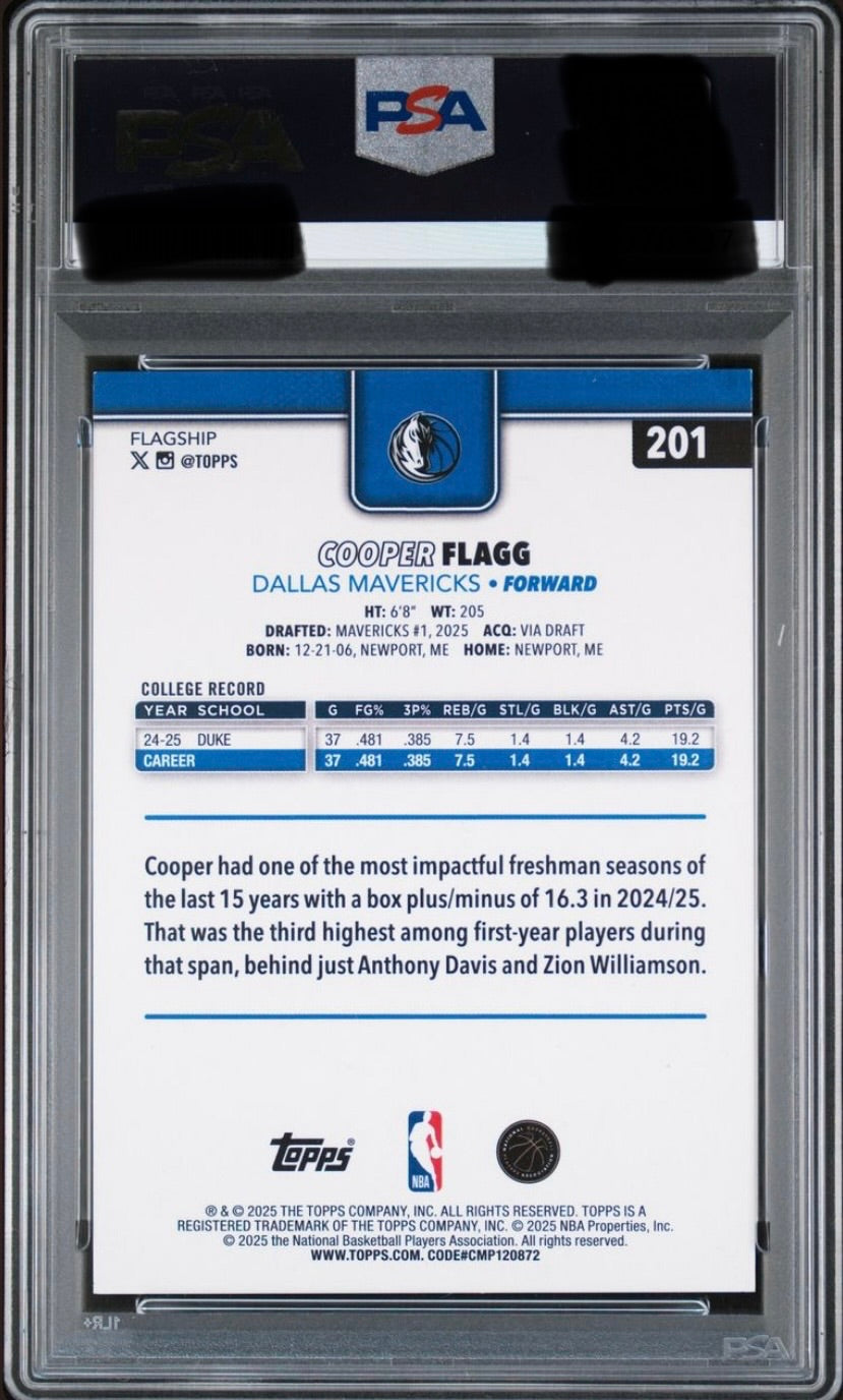 2025 Topps Cooper Flagg Season Tip Off Orange Foilboard PSA 7 #201 25/25