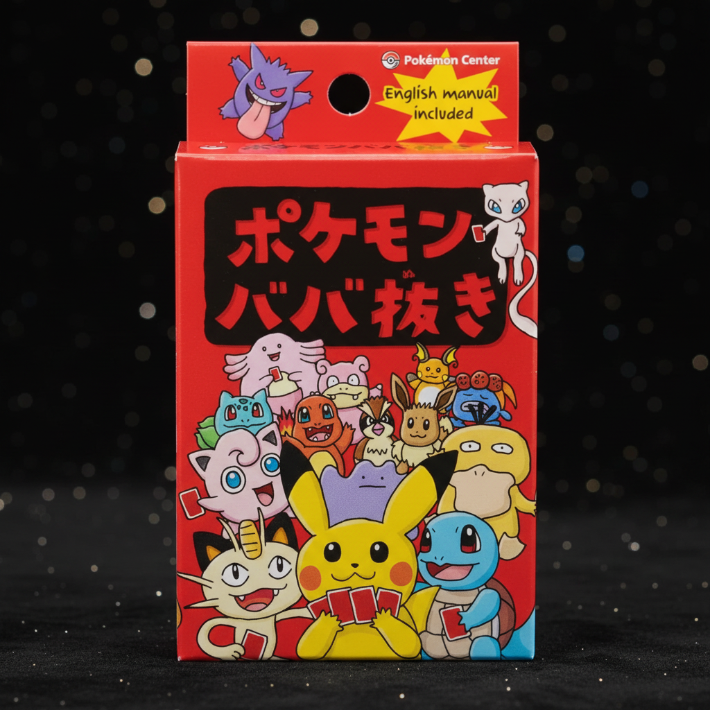 Red Pokémon card box with dark starry bokeh background