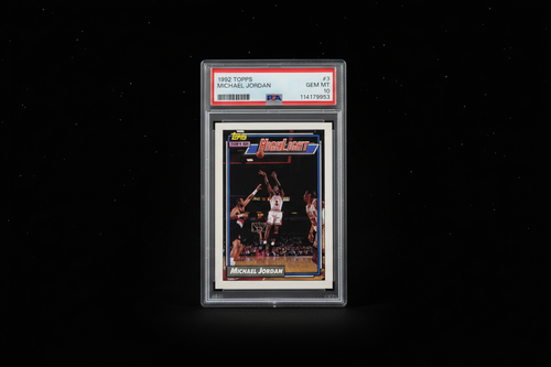 1992 Topps Michael Jordan #3 PSA GEM MT 10 graded card on dark starry background